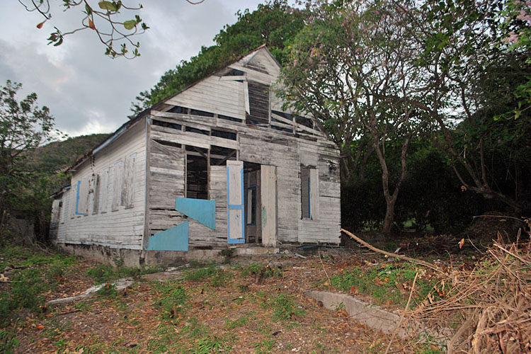 The abandoned church at Smoothwater Bay. Religion and education were key to overcoming the island's poverty and isolation. Inadvertently, the descendants of those who resettled the island in 1788 realised the hopes of the puritans who arrived aboard the Seaflower in 1630: to build a peaceful and orderly Christian community.